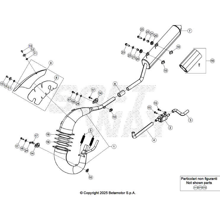 VUE ECLATEE ECHAPPEMENT BETA MOTARD 50 RR WHITE SPORT 2025